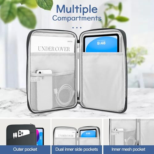 Image of Dadanism 9-11 inch Tablet Sleeve Bag Carrying Case for iPad (A16) 11th Gen 11 inch, iPad 10th Gen 10.9 inch Air 5 /4, iPad Air M4 /Pro 11 inch, iPad 9 /8 /7th, Galaxy Tab A11+ Plus 11 inch, Remarkable 2 10.3 inch, Black & Gray