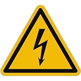 Aufkleber Elektro (15 Stück, 50 mm) - Achtung Strom Warnaufkleber - Warnung vor elektrischer Spannung - Gefahren Sticker Hochspannung (Sicherheitszeichen nach ASR A1.3 / ISO 7010 / W012)