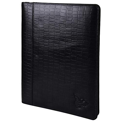 Ragou Leather Black Textured File Folder Bag for Documents, Notepad, Office Accessories
