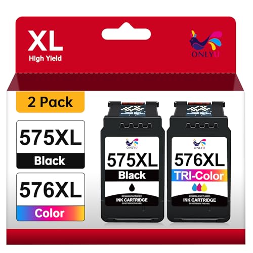 ONLYU 575XL 576XL Kompatibel Ersatz für Canon PG575XL CL576XL Druckerpatronen 575 576 für Canon PIXMA TS3750i TS3751i TR4755i TR4756i TS3752i TS3550i TS3551i TR4750i TR4751i (Schwarz Farbe)