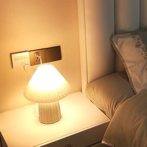 Lampe de chevet plissée style rétro chinois, luminaire chic de décoration