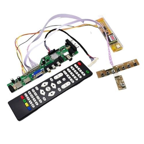 QCKRTAU Kit de Carte Pilote TV numérique LCD DVB-T2/DVB-T Universel D3663LUA V56 V59 for écran LCD 14/15,4 30 Broches LVDS 1280x800