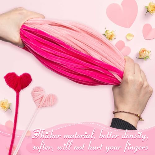 Image of Peryiter 500 Pcs Pipe Cleaners for DIY Flower Bouquets, Chenille Stems for Graduation Bouquet Crafts, Fuzzy Sticks for Handmade Flowers, DIY Gift, Art Projects(Pink,12 Inch)