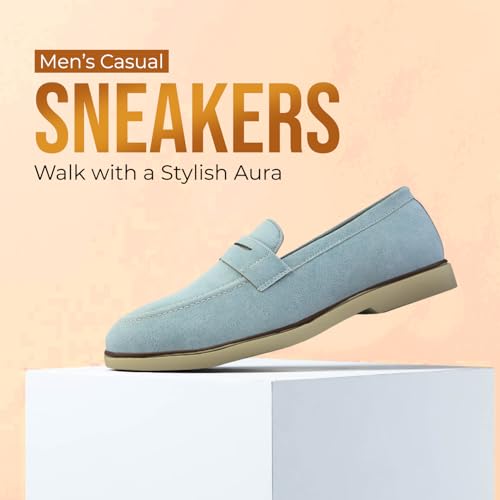 Image of STANPHORD Men Suede Formal Loafer Shoes | Round Toe Slip-On Moccasins | PU Leather Cushioned Anti-Slip | Office Party Business Casual Wear (TPSG 7086)
