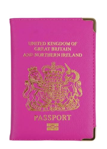 Image of ORCHIDS British Passport Wallet PU Leather Passport Holder Cover for Men and Women (HOT Pink)
