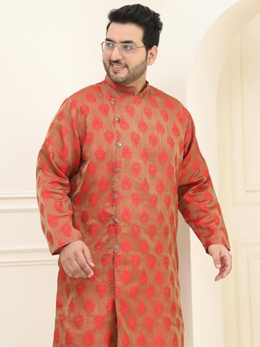 Image of SOJANYA Plus(Since 1958) Men's Pure Cotton Kurta with White Embroidery