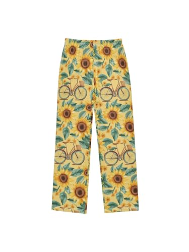 Watercolor Sunflowers and Bicycle Boys Pants for Kids Jogger Pants with Pockets S