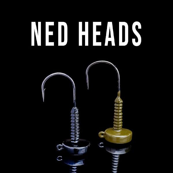 Lunker City Fishing Ned Head Ned Rig Jig Heads 1/16oz Weighted UltraPoint 2/0 Hook Finesse Fishing LunkerGrip for Soft Plastic Bass Lures, 4 Per Bag, Made in The USA - Black, 1/16oz by Lunker City - Used condition - Image 7