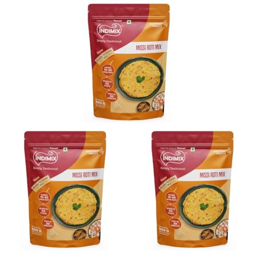 Image of INDIMIX Instant Missi Roti Mix 500g | Ready-to-Cook Traditional Indian Flatbreads | Homemade Flavor in 3 Easy Steps | No Artificial Colors or Preservatives (Pansari) (Pack of 3)