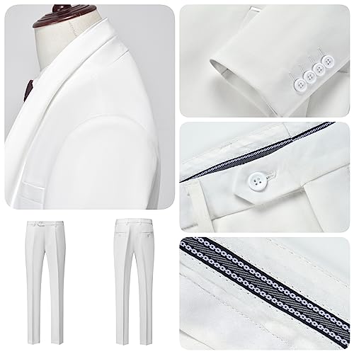 Mens 3 Piece Suit Slim Fit Shawl Lapel One Button Formal Jacket Vest Pants Set & Bow Tie3
