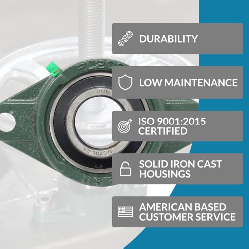 PGN UCFL 208-24 Pillow Block Bearing - Pack of 6 Flange Mounted Pillow Block Bearings - Chrome Steel Bearings with 1-1/2