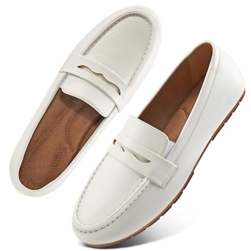 Image of Ecetana Womens Loafers Comfortable for Work: Cushion & Lightweight Slip On Business Casual Flat Shoes - Long Hours of Standing Walking - Penny Loafers for Daily Commuters