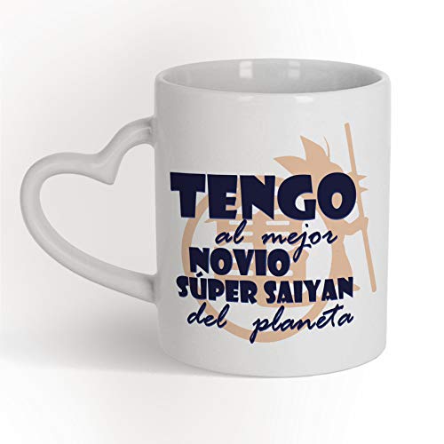 Taza Corazón Tengo al mejor novio super saiyan del planeta DRAGON BALL - Taza cerámica 350 ml -...