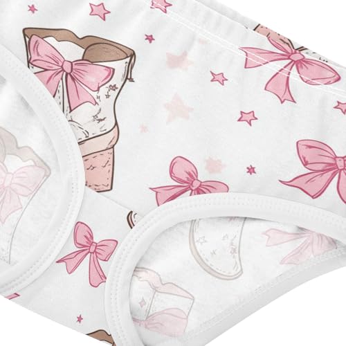 Wusikd Cowgirl Boots Stars Girls' Underwear Cotton Pink Bow Girls Briefs Soft Toddler Underwear 2T4