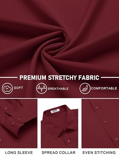 Image of COOFANDY Mens Stretch Dress Shirts Long Sleeve Button Down Shirt Regular Fit Formal Business Shirts