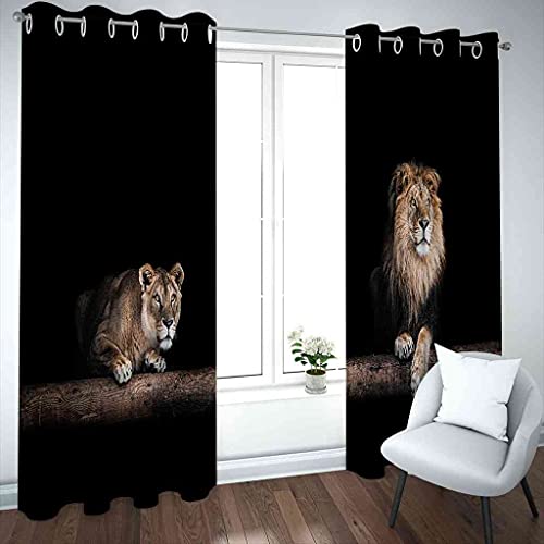 Rideaux à oeillets phonique 100% polyester motif lion 3D - 4