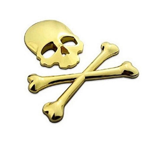 EHAO 2 Piezas 3D calavera auto de coches de camiones portátil iPad ventana de pared motocicletas calcomanía pegatina (de oro)