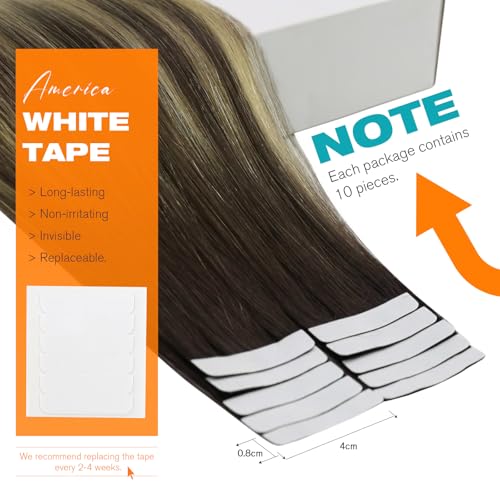 Image of Sunny Hair Tape in Extensions Dark Brown Balayage Blonde