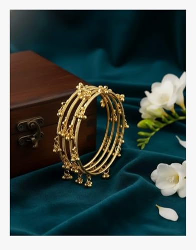 Image of Kashmiri Traditional Bangles Set for Women | Gold Plated /Silver Plated Handcrafted Ghungroo Bangles | Ethnic Bridal Festive Jewellery | Pack of 8