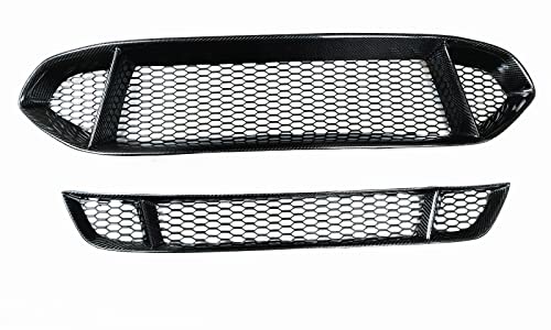 Rejilla de radiador Parrilla Delantera para Ford para Mondeo para Fusion 2013-2016 Real Fibra Carbono Coche Panal Superior+Inferior Parachoques Capó Radiador Malla Rejillas