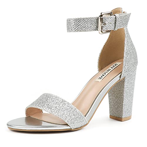 Image of JOY IN LOVE Womens 3.5 inch Chunky Block High Heels Ankle Strap Heeled Sandals