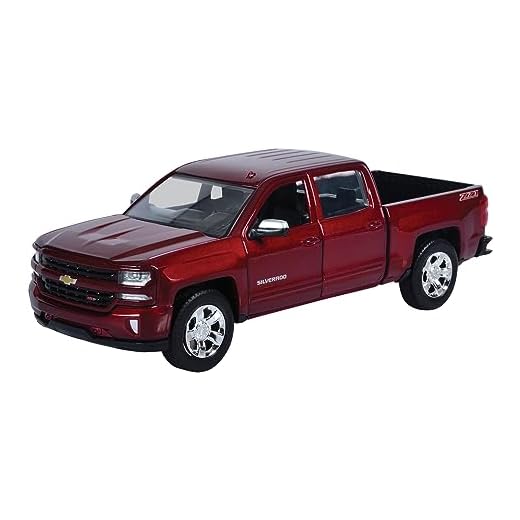 2017 Chevy Silverado 1500 LT Z71 Crew Cab Pickup Truck Burgundy Red 1/24 Diecast Model by Motormax 79348
