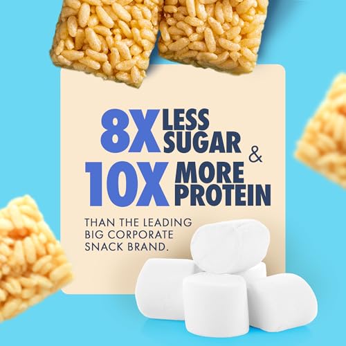 Sinless Snacks New Improved Recipe - Marsh Mallow Krisp - Perfect Keto Snacks - Delicious Gluten Free Low Carb Snacks - Marshmallow Keto Cereal Bars - Soft & Chewy Low Sugar - Less Than 1g - 8 C
