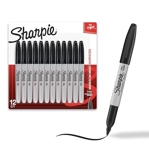 Sharpie Permanent Markers Fine Point Black 12 Count Proudly Permanent...