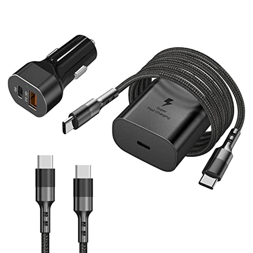 【COSA RICEVERAI】 1 caricabatterie super veloce da 25 W + 1 caricabatterie rapido per auto a doppia porta + 2 cavi di ricarica rapida da C a C lunghi 2 * 1 m. Fornire prodotti di alta qualità e un servizio clienti tempestivo è il nostro obiettivo. Se hai altre domande, faccelo sapere.