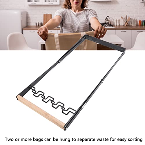 Faltbarer Müllsackständer, Müllsackhalter, Gummi-Holzgriff, Eisenständer, Zusammenklappbarer Kunststoff-Recyclingsackhalter für Den Innen- und Außenbereich(Schwarz) - Image 8