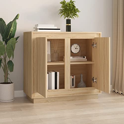 Aparador Sonoma Roble de 80x34x75 cm en madera con 4 compartimentos 5