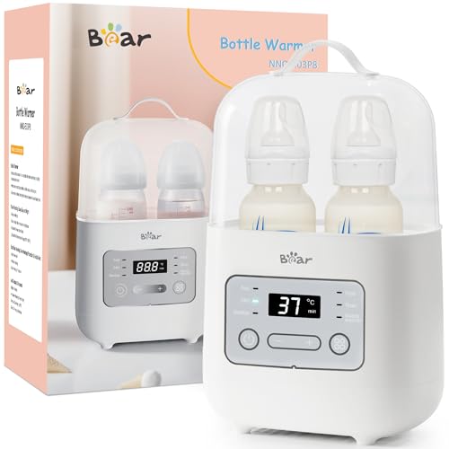 Bear Bottle Warmer Baby Double Bottle Sterilizer with Digital Display and Temperature Control in Minutes Portable Mam Bottle Warmer for Breastmilk or Formula for Travel and Home Use