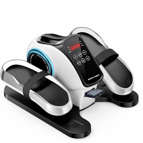 ECODE Mini Eliptica Electrica con 20 Niveles de Velocidad, 5 Funciones, Pedales con Correas, Pantalla LED, Mando a Distancia, Silenciosa y Portable - Pedaleador Electrico para Mayores y Ancianos