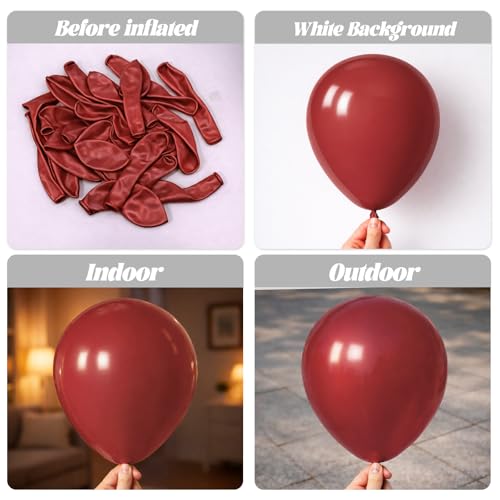 Image of Voircoloria 130pcs Ruby Red Balloons Different Sizes 18 inch 12 inch 10 inch 5 inch Dark Red Latex Balloon Garland Arch Kit for Birthday Baby Shower Graduation Wedding Valentine's Day Christmas Party Decorations