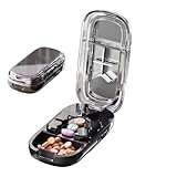 Tablettenteiler für präzises Halbieren, Dritteln & Vierteln - Professioneller Pillenschneider | Tabletten-Organizer | Tragbarer Medikamententeiler für Reise & Haustiere, ABS-Material, Schwarz