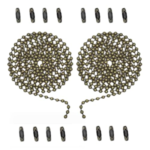 Image of IFNOW Ceiling Fan Pull Chain Metal Fan Pull Chain Extension, Ceiling Fan Chain Connector, Diameter 3.2mm 13 Feet Long with 16 PCS Connectors (6.5 Feet Bronze*2)