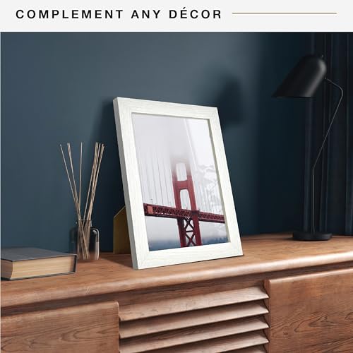 MCS Studio Gallery 8x10 Picture Frame White Woodgrain, Vertical & Horizontal Wall Hanging & Easel for Tapletop Display, Rectangle Photo Frame for Photos, Posters & Art Prints (1-Pack)
