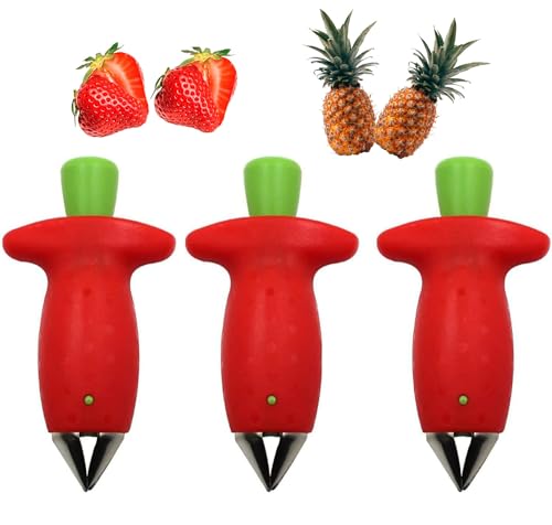 Descorazonador de frutas, removedor de tallos de fresa, removedor de tallos para frutas y verduras blandas, para cortar...