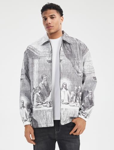 Men's Lightweight Jackets Collared Bomber Windbreaker Zip Up Shirt Jacket Vintage Varsity Golf Coat Jackets for Men3