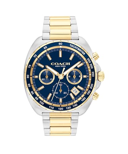 Coach Charter Mens Quartz Chronograph Watch Stainless Steel Bracelet - Water-Resistant to 3ATM Modern Minimalist - Gift for Him 44.5mm