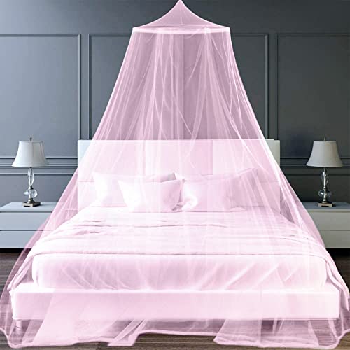 Mosquitera cama, Dosel para cama infantil, Niña Protección de Red Insectos cama Individual/Cama Doble/Universal con Diseño de Cúpula Mosquitera mosquitera jardin,Dosel cuna con Kit de colocación(Rosa)