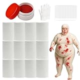 60 Yards 12 Rolls Halloween Mummy Wrap Costumes, Mummy Wrapping Cloth, Mummy Gauze, Mummy Bandages for Cosplay Zombie Makeup Halloween Costumes Accessories for Women Men with Fake Blood Power, Gloves