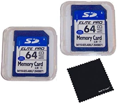 2 Pack 64mb Memory Cards Compatible with 64 MB SD Cards (Not 64GB), 2 Pack Memory Cards and Cases w/Built to Last! Microfiber Cloth, Compatible with All SD Devices