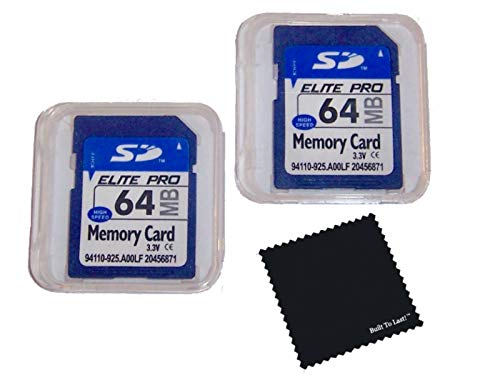 2 Pack 64mb Memory Cards Compatible with 64 MB SD Cards (Not 64GB), 2 Pack Memory Cards and Cases w/Built to Last! Microfiber Cloth, Compatible with All SD Devices