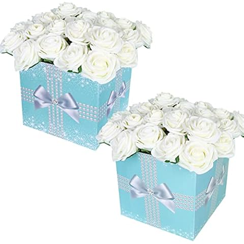 Türkisfarbene Braut-Blumenkasten für Junggesellinnenabschiede, blaugrün, silberfarben, Brautparty-Tafelaufsätze für Tische - Hochzeit Cover