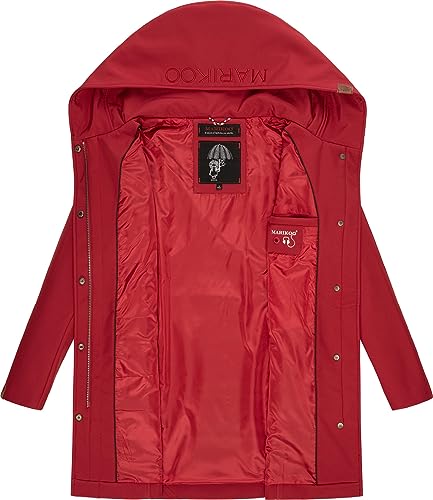 MARIKOO Damen Übergangsjacke Softshellmantel atmungsaktiv mit Kapuze Mayleen Dark Red Gr. M