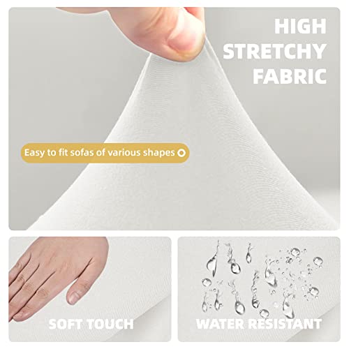Aliecom Corner Sectional Couch Covers 6 Piece Water Resistant L Shape Sofa Cover For Sectional Sofa Set Stretch Soft U Shaped Slipcovers Living Room Anti Slip Pet Dog Furniture Protector (White) #TOP4