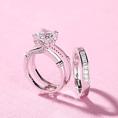 Image of Jeulia Diamond Band Rings for Women cz Sterling Silver Interchangeable Ring Sets Wedding Engagement Anniversary Promise Ring Bridal Sets