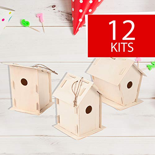 Fun Express Diy Wood Birdhouses For Kids To Build And Paint (Bulk Set Of 12) Diy Bird House Kit Unfinished Wood #TOP4