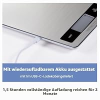 NUTRI FIT Wiederaufladbare Digitale Küchenwaage aus Edelstahl, 5KG/11lbs – Ansicht 5
